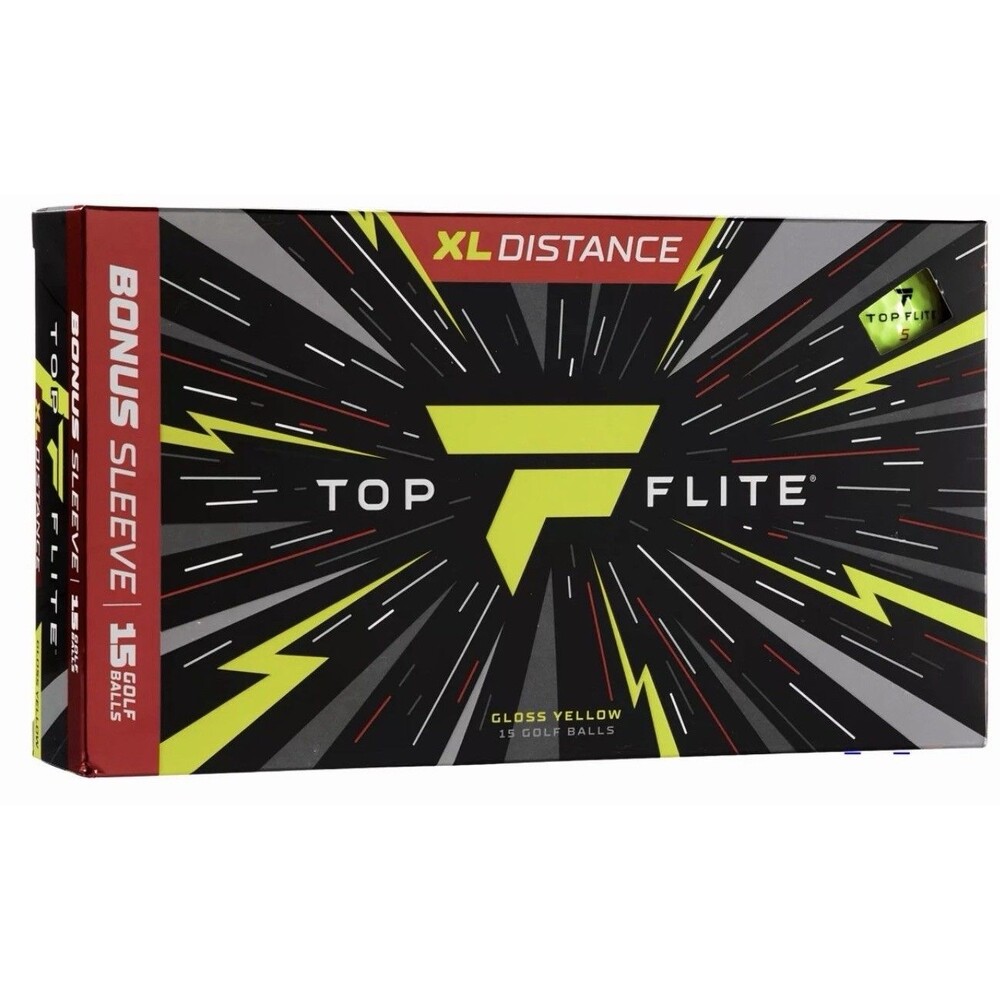 Top Flite 2025 XL Distance Golf Balls - 15 Pack - Gloss Yellow NEW